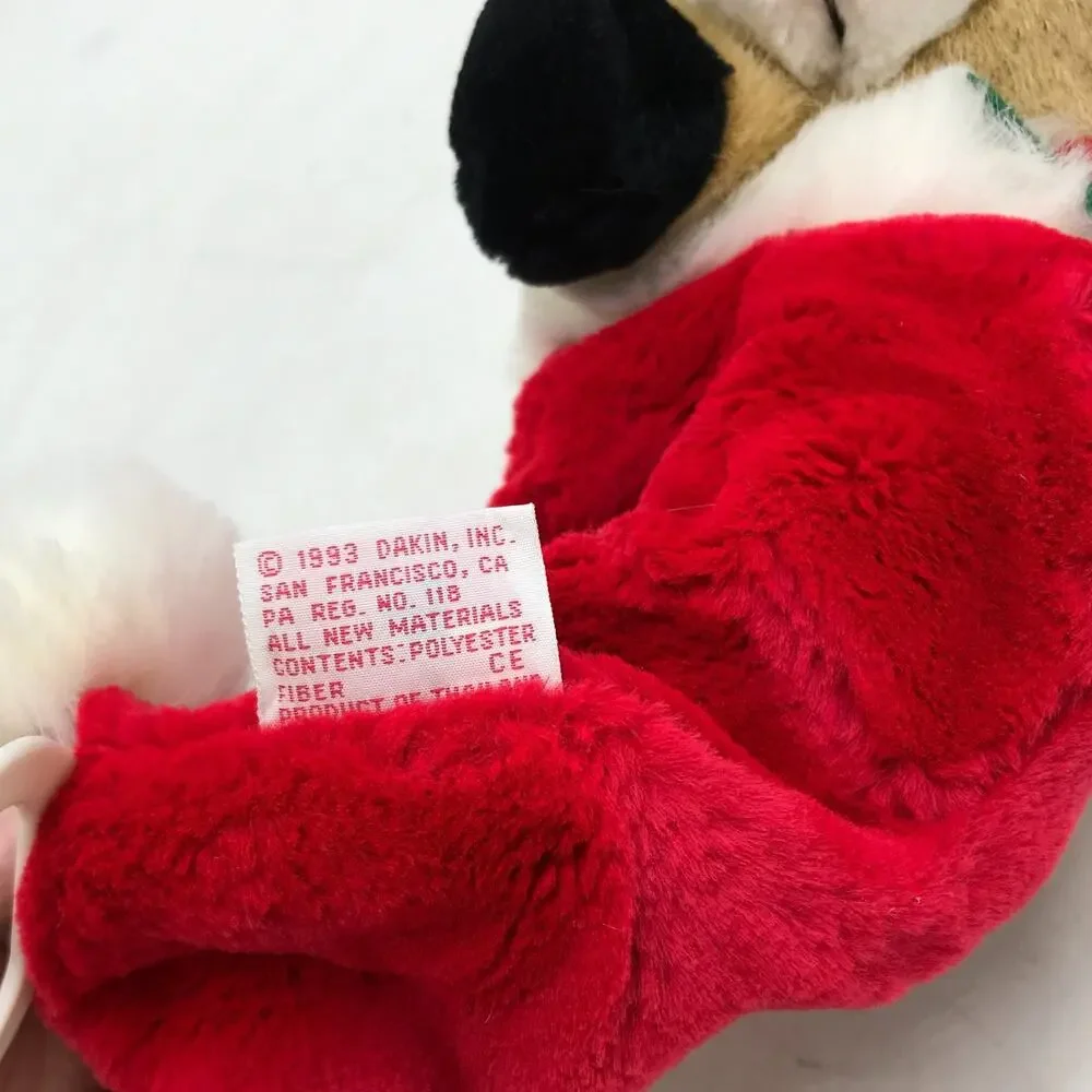 Vintage Dakin Plush Reindeer Pull Musical Christmas Holiday Red 1993 Works